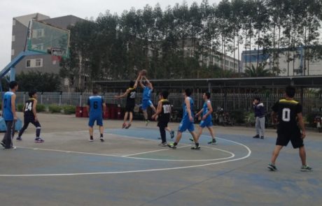 SKD employees playing basketball